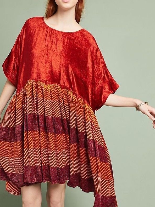 Anthropologie Dover Printed Velvet Swing Dress by Norblack Norwhite $238 - NWT