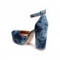 Anthropologie Bill Blass Ellie Bleached Denim Platform Heels $248 Sz 7.5 - NWOB