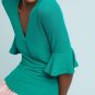 Anthropologie Elizabeth Ruffled Top Kelly Green by Eri+Ali Sz S - NWT