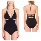 Anthropologie Seafolly Side Cutout One-Piece Swimsuit Black $152 Sz 6 - NWT