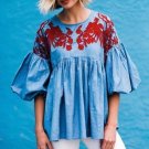 Anthropologie Lianna Embroidered Blouse by Hemant & Nandita Sz XS - NWOT