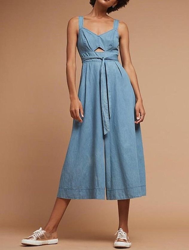 Anthropologie Chambray Cutout Wide-Leg Jumpsuit by Holding Horses $148 14 - NWT
