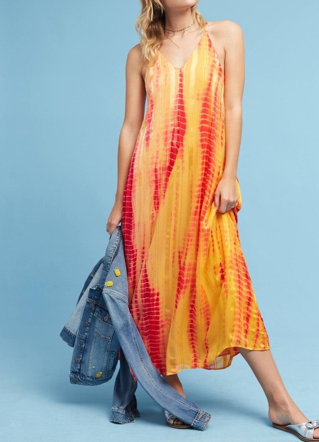 Anthropologie Tie-Dyed Silk Maxi Dress by Rinku Dalamal $298 Sz 6 - NWT