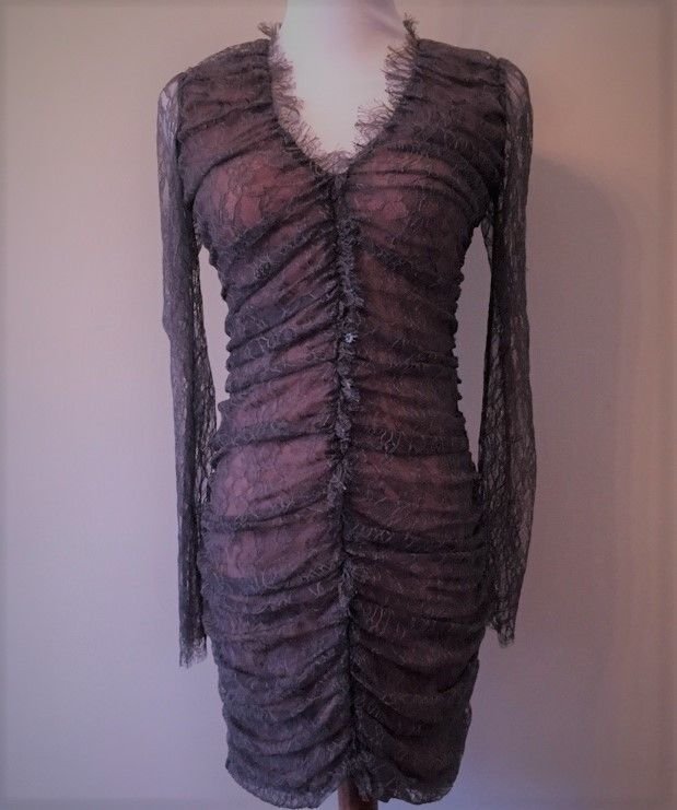 Anthropologie Ruched Lace Mini Dress by Bailey 44 $238 Sz S - NWT