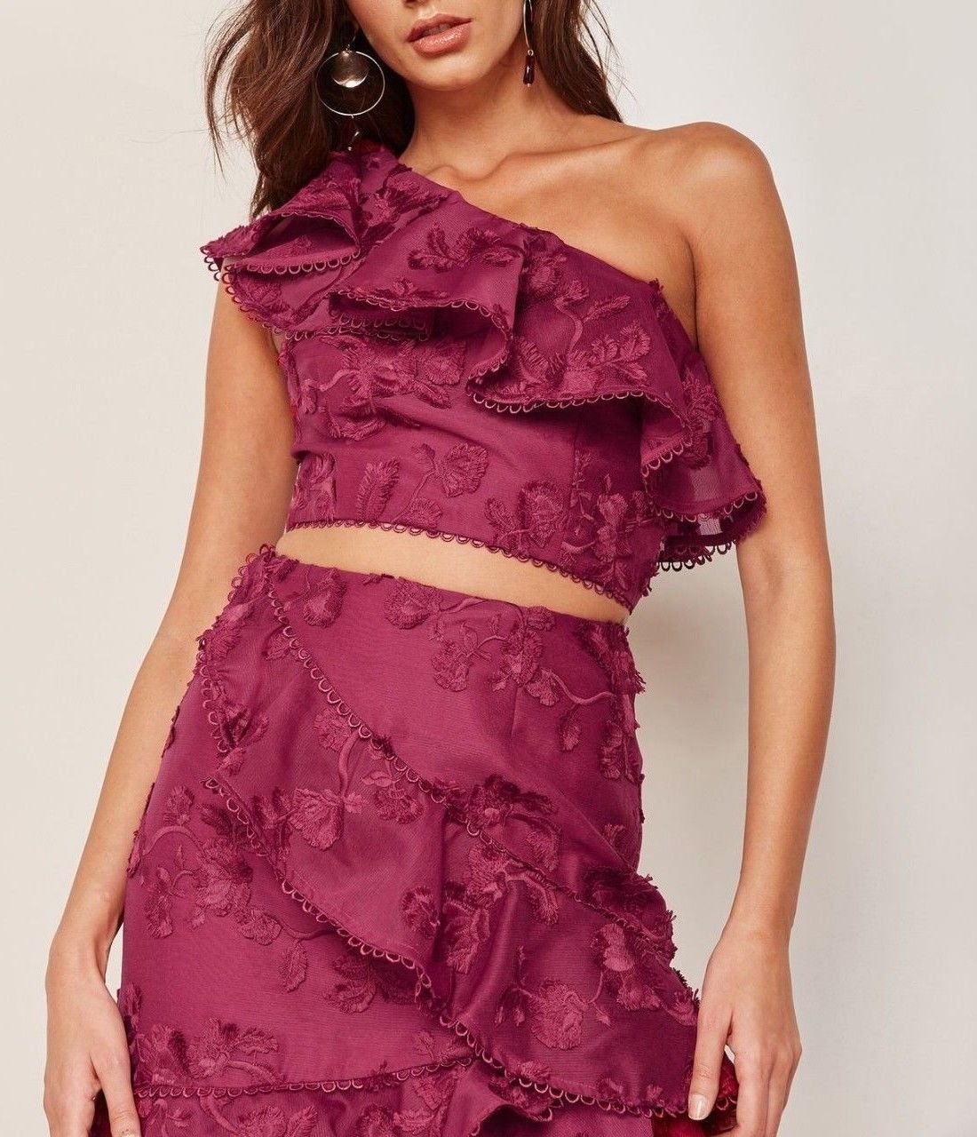 Anthropologie Ruffled One-Shoulder Top by Keepsake $168 Sz L - NWT