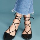 Anthropologie Vanessa Wu Lace-Up Ballet Flats Sz 38 - NWT
