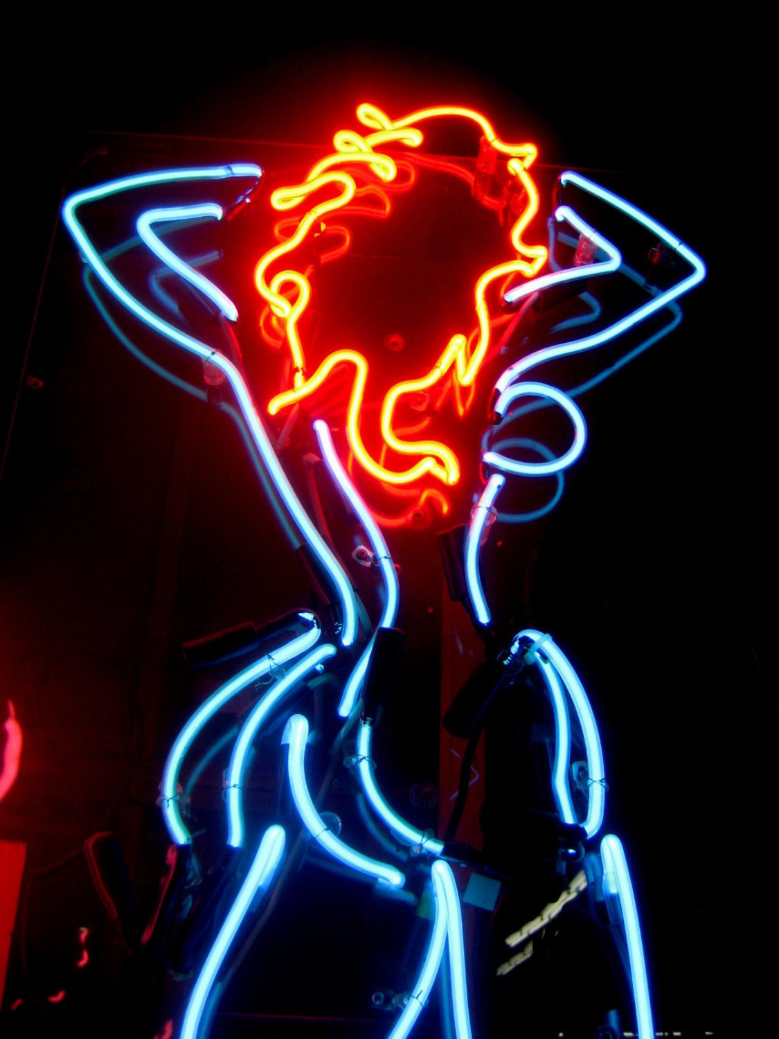 Vintage 1980s Nude Neon Animated Stripper Dancer Girl Antique