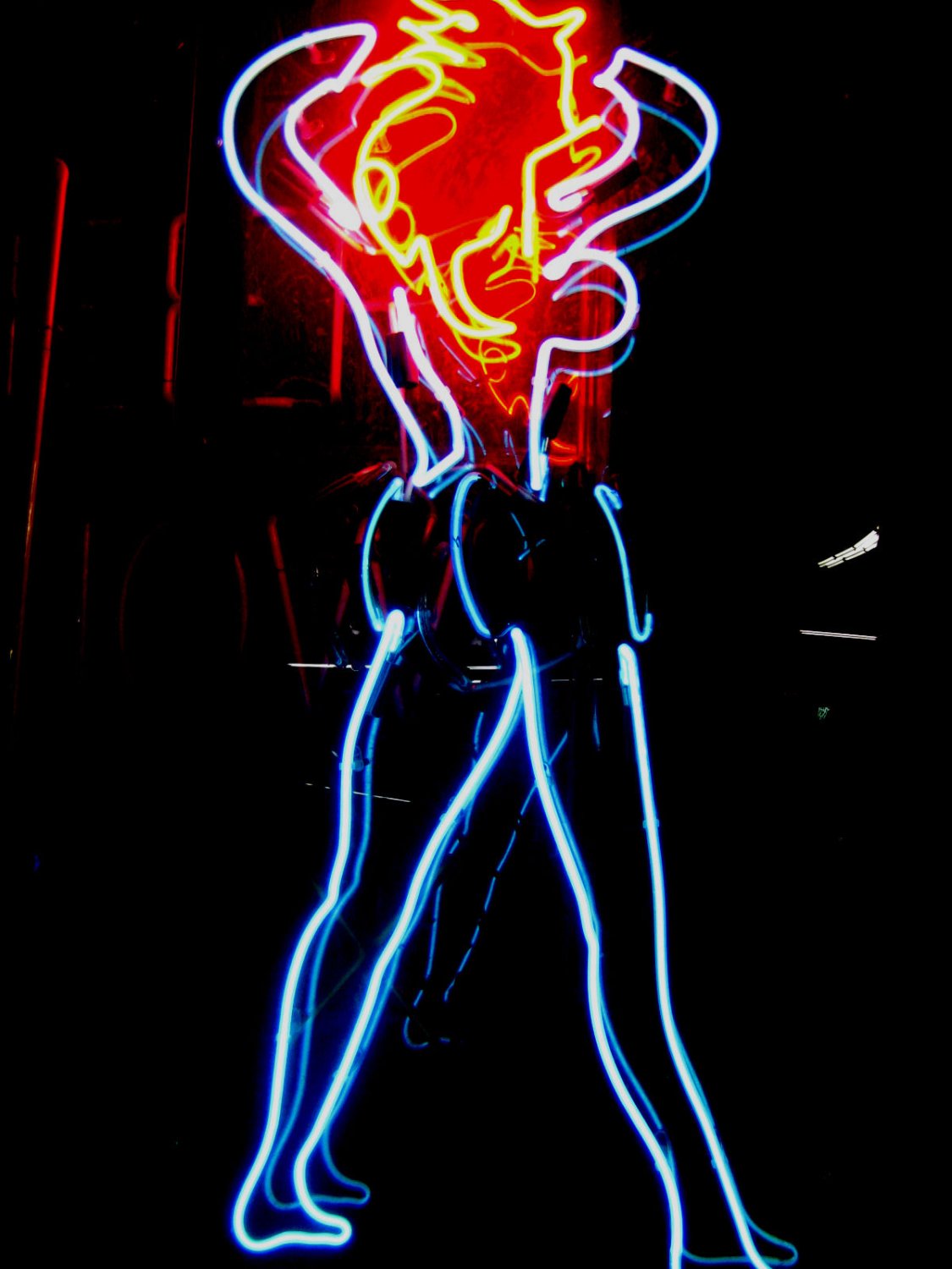 Vintage 1980s Nude Neon Animated Stripper Dancer Girl Antique