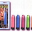 Blue 4.5 inch superslim smooth neon multi-speed vibrator. 2AA Batteries
