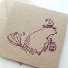 Handmade Kraft Halloween Mini Greeting Card Cute Witch Blank Card Set of 5