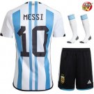 New 2022-23  Messi Argentina Kids: Jersey, Short,  and Socks