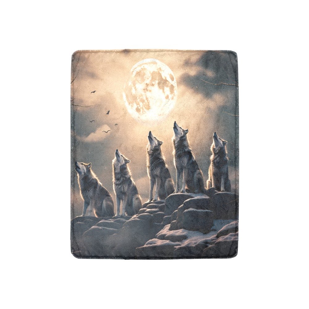 Wolves In The FULL Moon Ultra-Soft Micro Fleece Blanket
