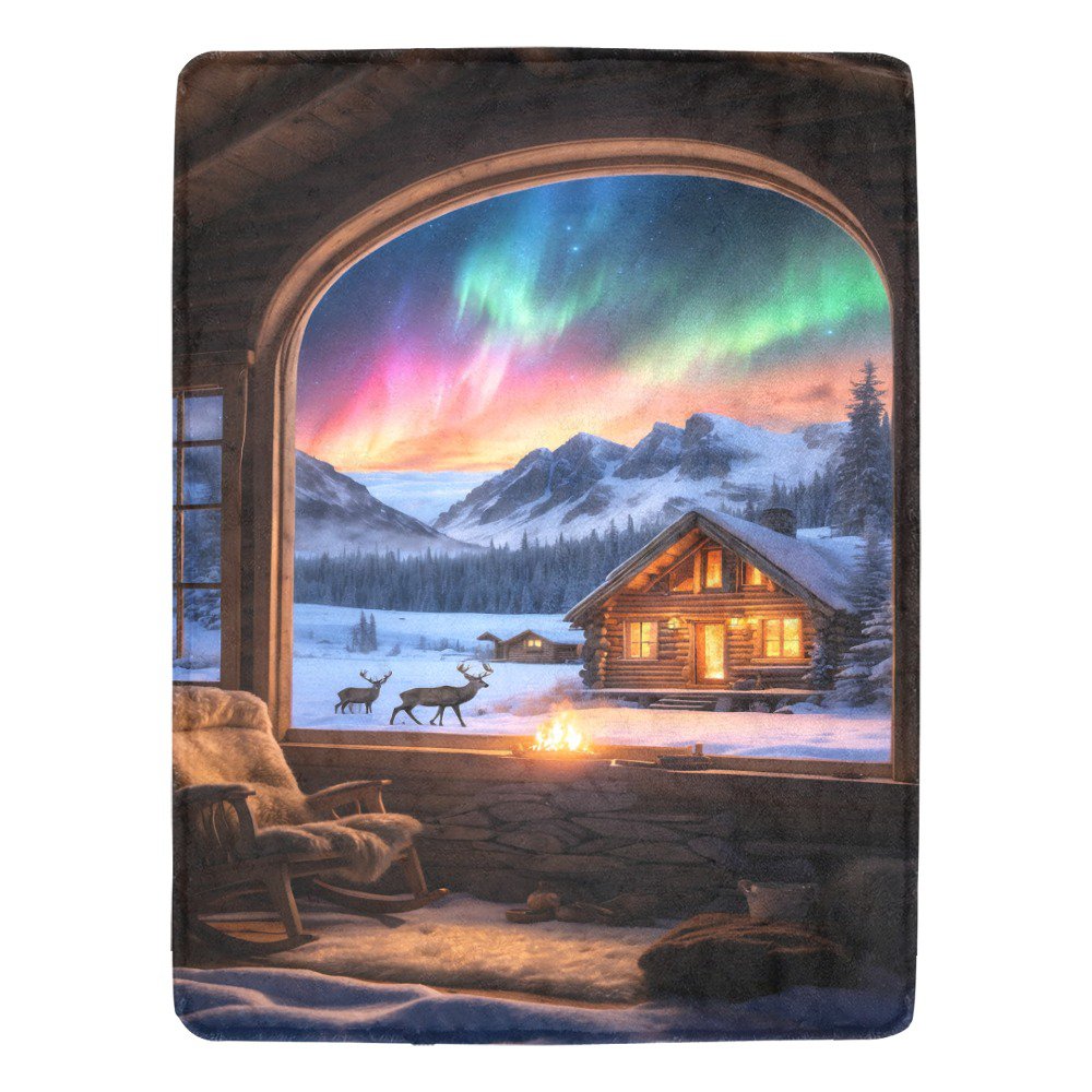 Cabin At Christmas Ultra-Soft Micro Fleece Blanket