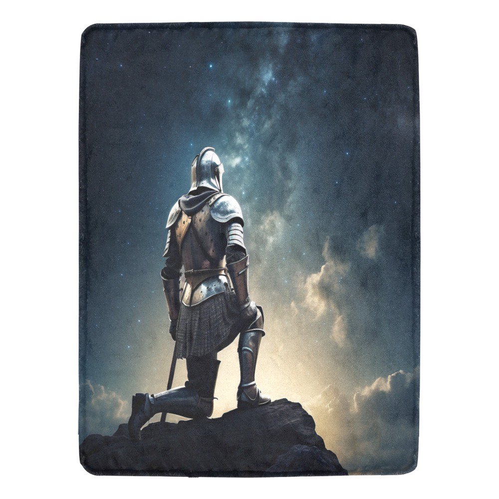 A Godly Knight Looking Up To Heaven In The Star Ultra-Soft Micro Fleece Blanket