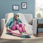 Neon Preppy Skeletonon Skateboard Ultra-Soft Micro Fleece Blanket
