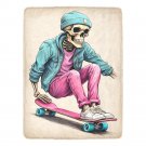 Neon Preppy Skeletonon Skateboard Ultra-Soft Micro Fleece Blanket