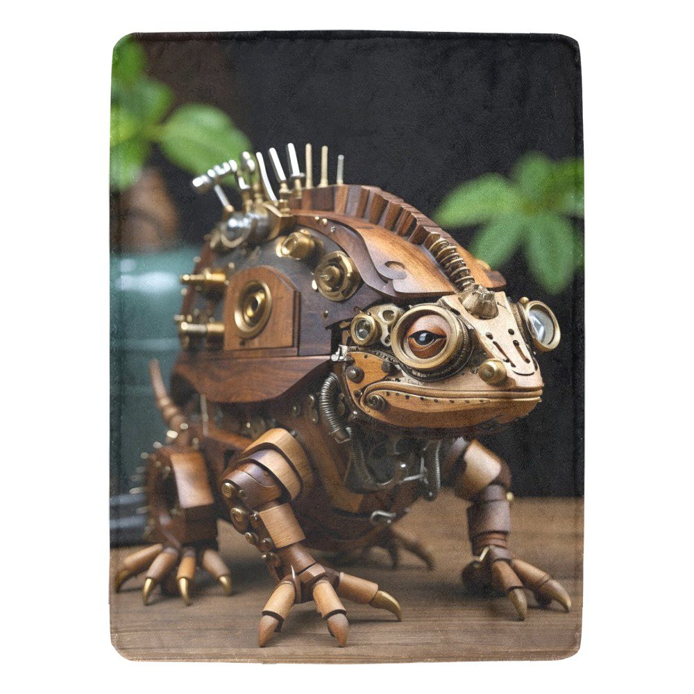 Steampunk Chameleon Made Out Of Wood With Bolts Ultra-Soft Micro Fleece Blanket