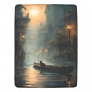 Cat Navigating A River Enveloped In Mist Ultra-Soft Micro Fleece Blanket