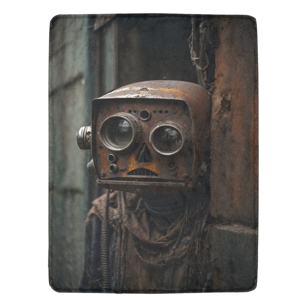 Face Of A Rusty Metal Robot Ultra-Soft Micro Fleece Blanket