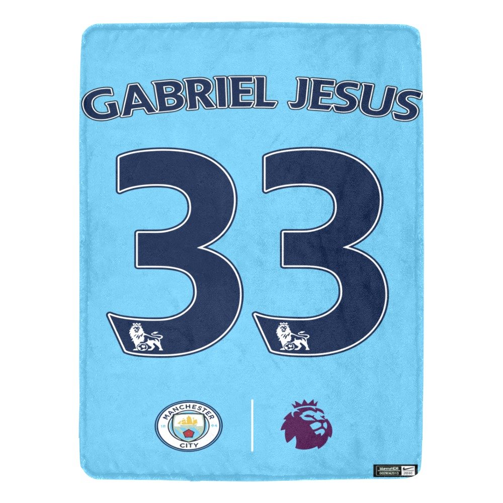 Gabriel Jesus 33 Manchester City Jersey Ultra-Soft Micro Fleece Blanket