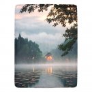 Misty Lake On A Dark Cloudy Night Ultra-Soft Micro Fleece Blanket