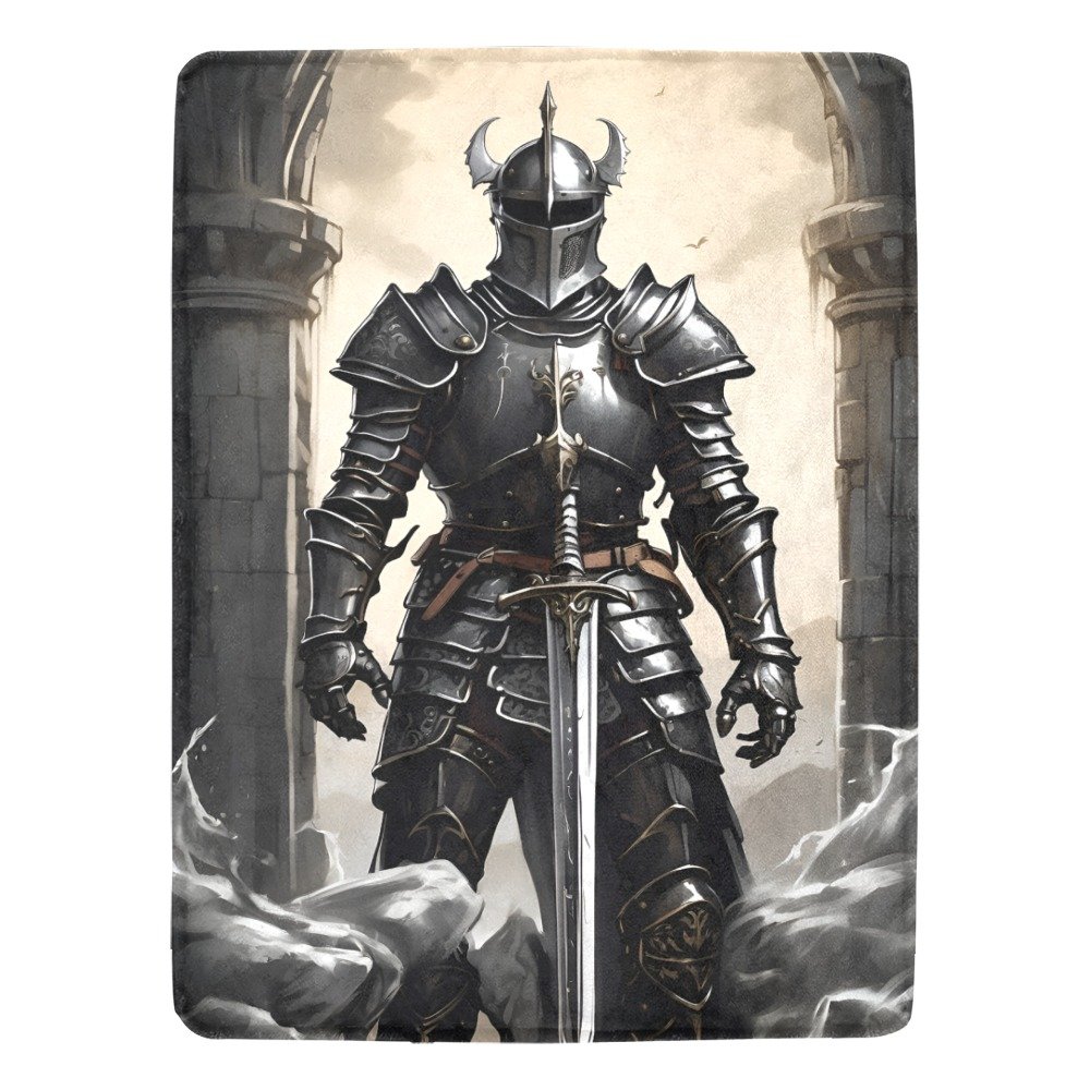A Black Knight With A Shiny Sword Ultra-Soft Micro Fleece Blanket