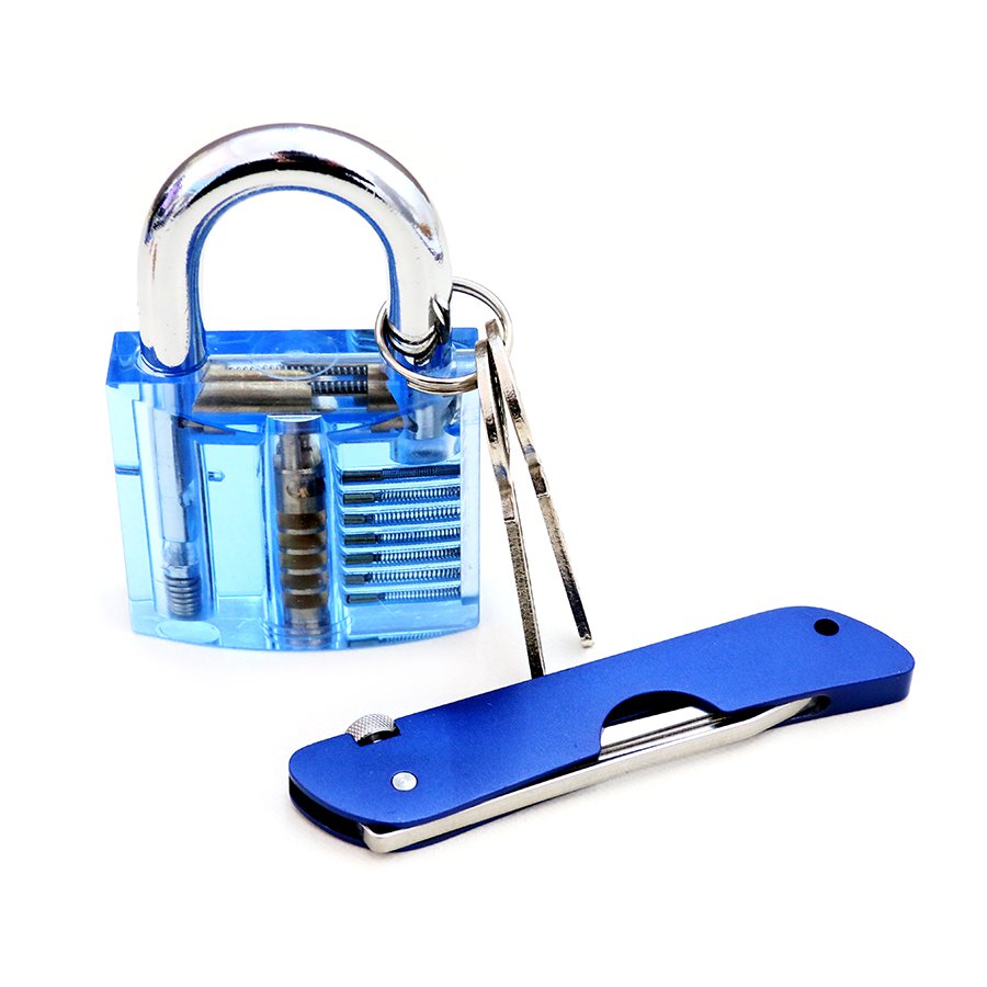 Foldable Door Lock Opener with Transparent Cutaway Inside View PadLock