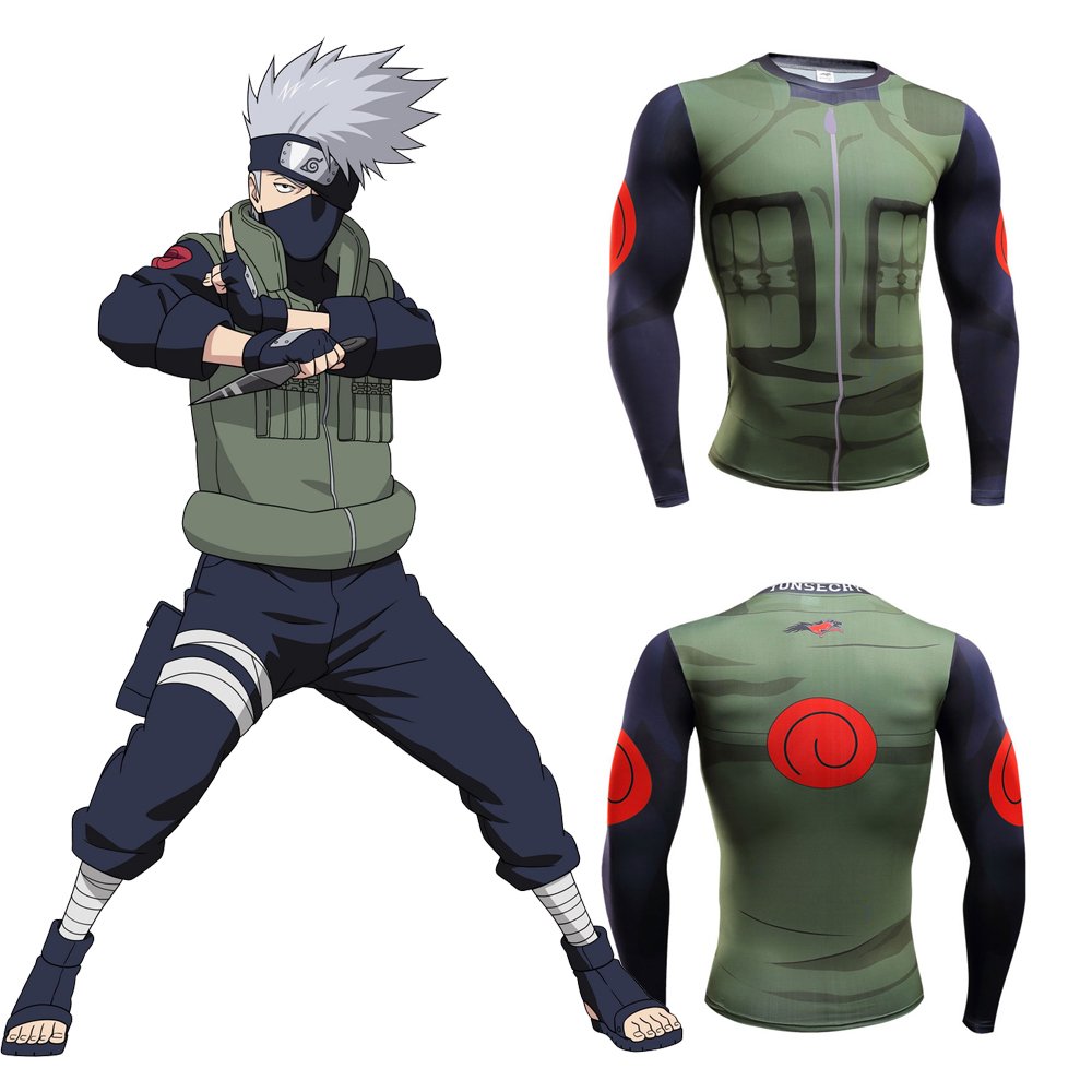 Hatake Kakashi Naruto Shippuden Men's Fitted Long Sleeve T-Shirt.