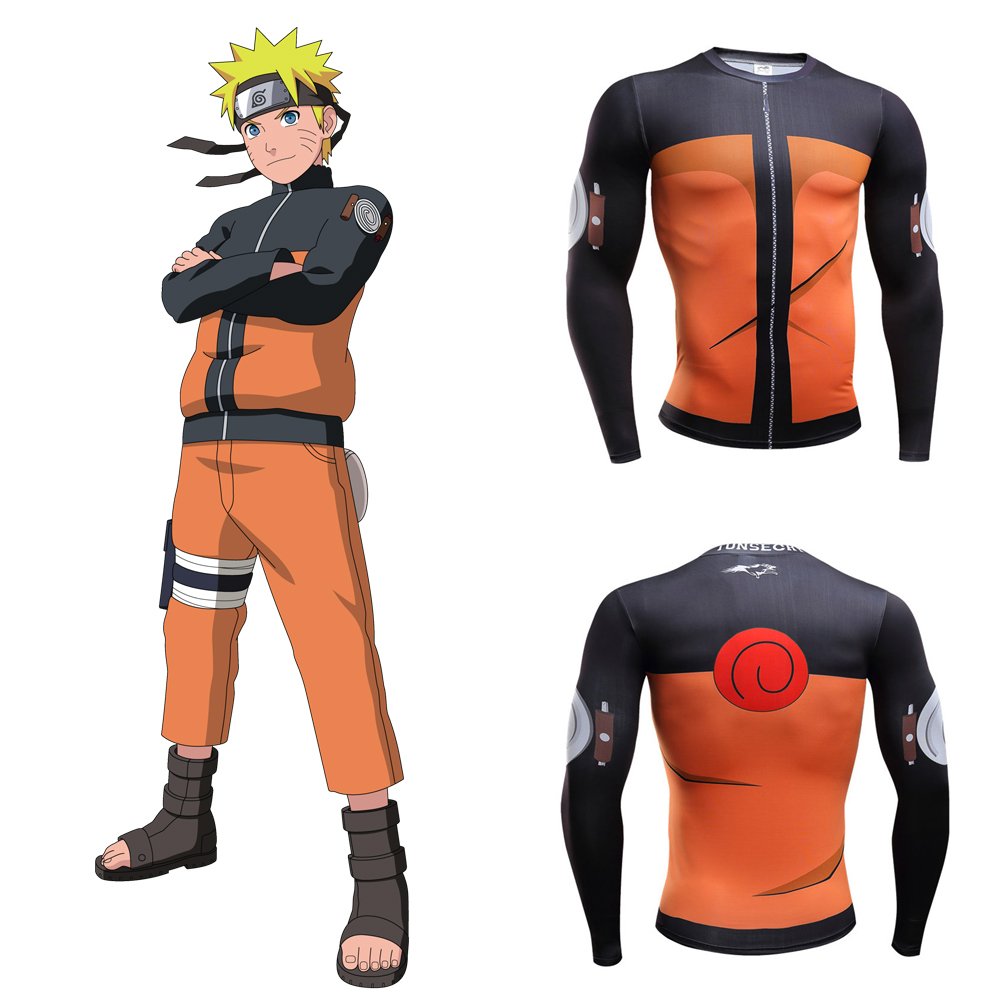 Uzumaki Naruto Shippuden Men's Fitted Long Sleeve T-Shirt.