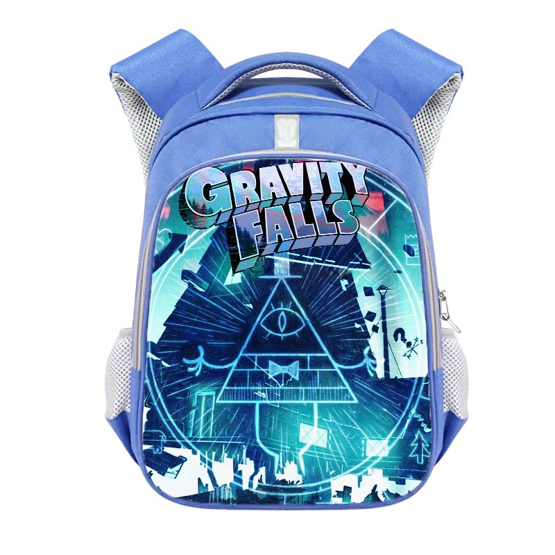Gravity Falls Bill Cipher Cartoon 16" Kids School Book Travel Bag Backpack Blue #05