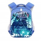 Gravity Falls Bill Cipher Cartoon 16" Kids School Book Travel Bag Backpack Blue #05