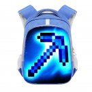 Minecraft Creeper Diamond Pickaxe 16" Kids School Book Travel Bag Backpack Blue #10