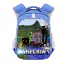 Minecraft Creeper Mobs 16" Kids School Book Travel Bag Backpack Blue #07