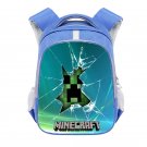 Minecraft Creeper 16" Kids School Book Travel Bag Backpack Blue #63