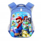 Super Mario 16" Kids School Book Travel Bag Backpack Blue #03