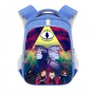 Gravity Falls Bill Cipher Cartoon 13" Kids School Book Travel Bag Backpack Blue #06