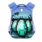 Minecraft Creeper Diamond Ore 13" Kids School Book Travel Bag Backpack Blue #11