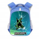 Minecraft Creeper 13" Kids School Book Travel Bag Backpack Blue #63