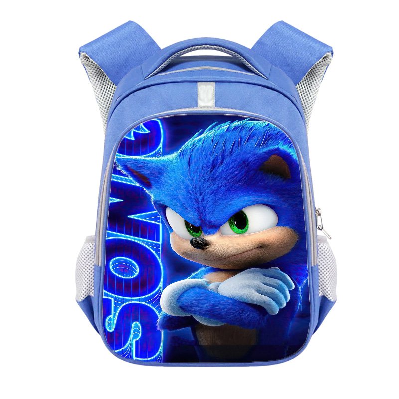 Sonic the Hedgehog Cartoon 13" Kids School Book Travel Bag Backpack Blue #01