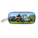 Minecraft Creeper Diamond Steve Kids School Book Stationery Pencil Case Bag Blue #43