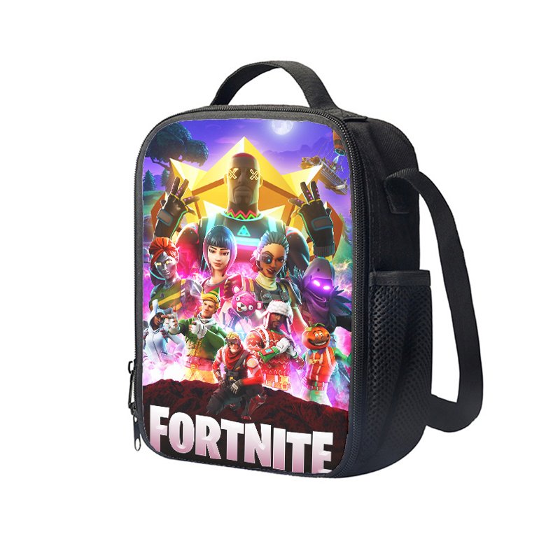 Fortnite Battle Royale 10" Kids School Travel Insulated Lunch Bag Box Backpack Black #04
