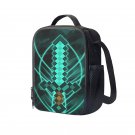 Minecraft Creeper Diamond Sword 10" Kids School Travel Insulated Lunch Bag Box Black #06