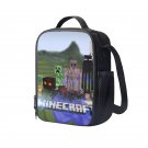 Minecraft Creeper 10" Kids School Travel Insulated Lunch Bag Box Black #07