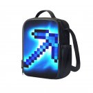 Minecraft Creeper Diamond Pickaxe 10" Kids School Travel Insulated Lunch Bag Box Black #10