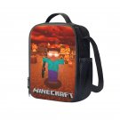Minecraft Creeper Herobrine 10" Kids School Travel Insulated Lunch Bag Box Black #62