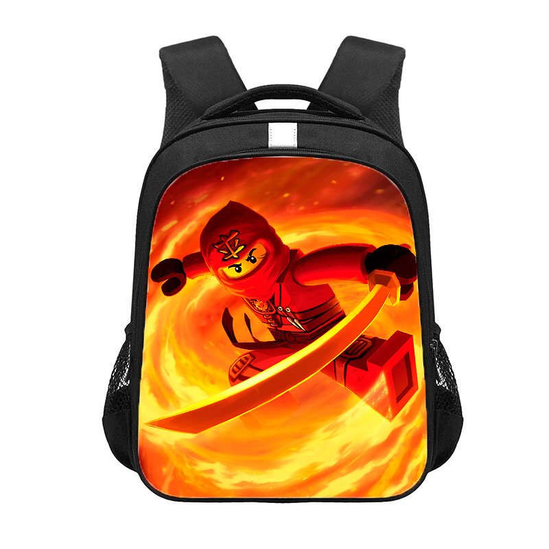 Lego Ninjago Kai Fire Ninja Cartoon 13" Kids School Book Travel Bag Backpack Black #04