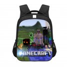 Minecraft Creeper Mobs 13" Kids School Book Travel Bag Backpack Black #07