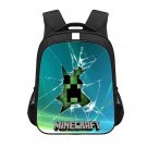 Minecraft Creeper 13" Kids School Book Travel Bag Backpack Black #63