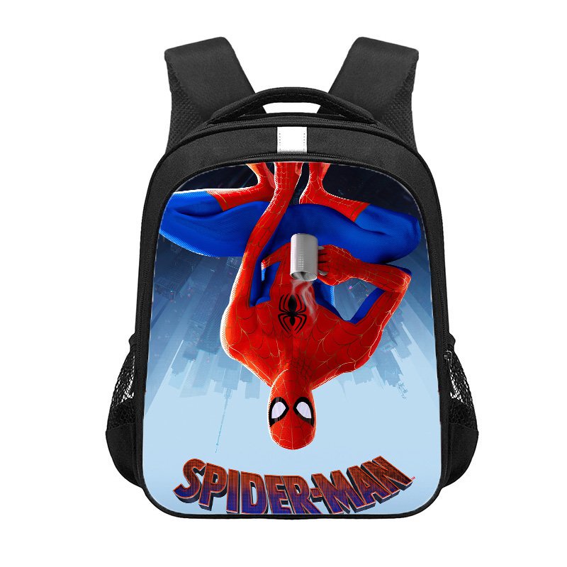 Spider-Man: Into the Spider-Verse Cartoon 13" Kids School Book Travel Bag Backpack Black #04