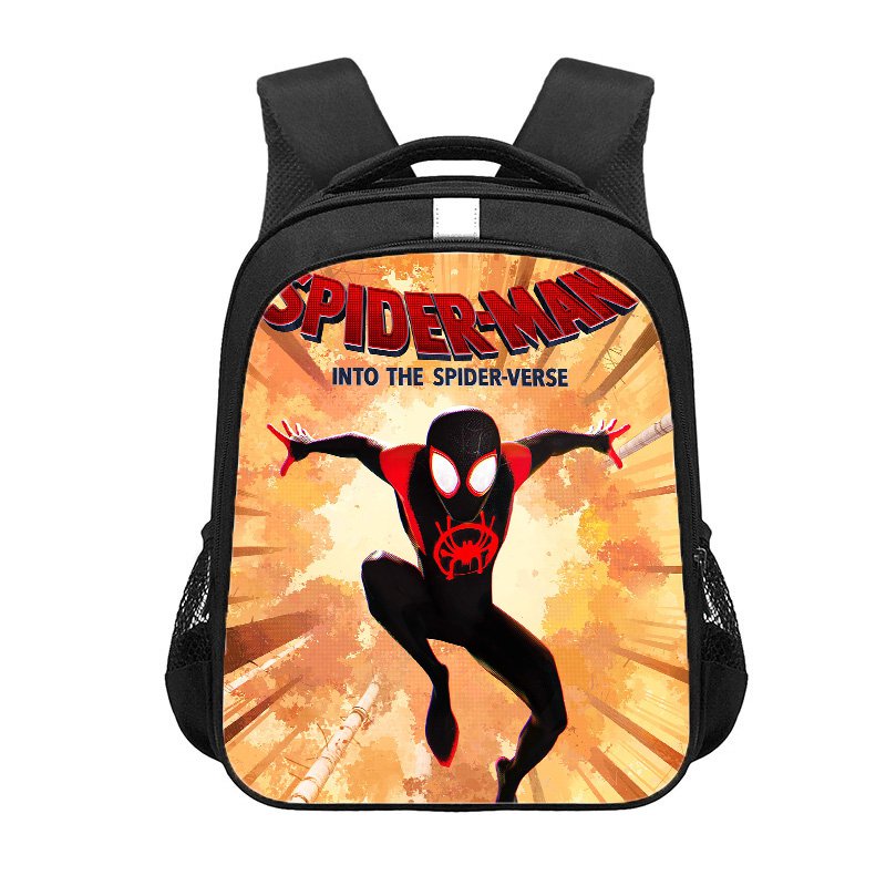 Spider-Man: Into the Spider-Verse Cartoon 13" Kids School Book Travel Bag Backpack Black #08